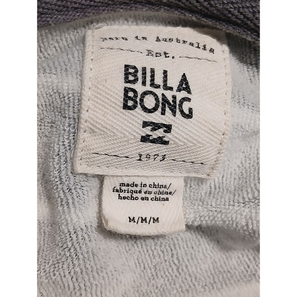 Billabong Grey White Striped Lace Up Hoodie French Terry Pullover womens Medium - Picture 2 of 5